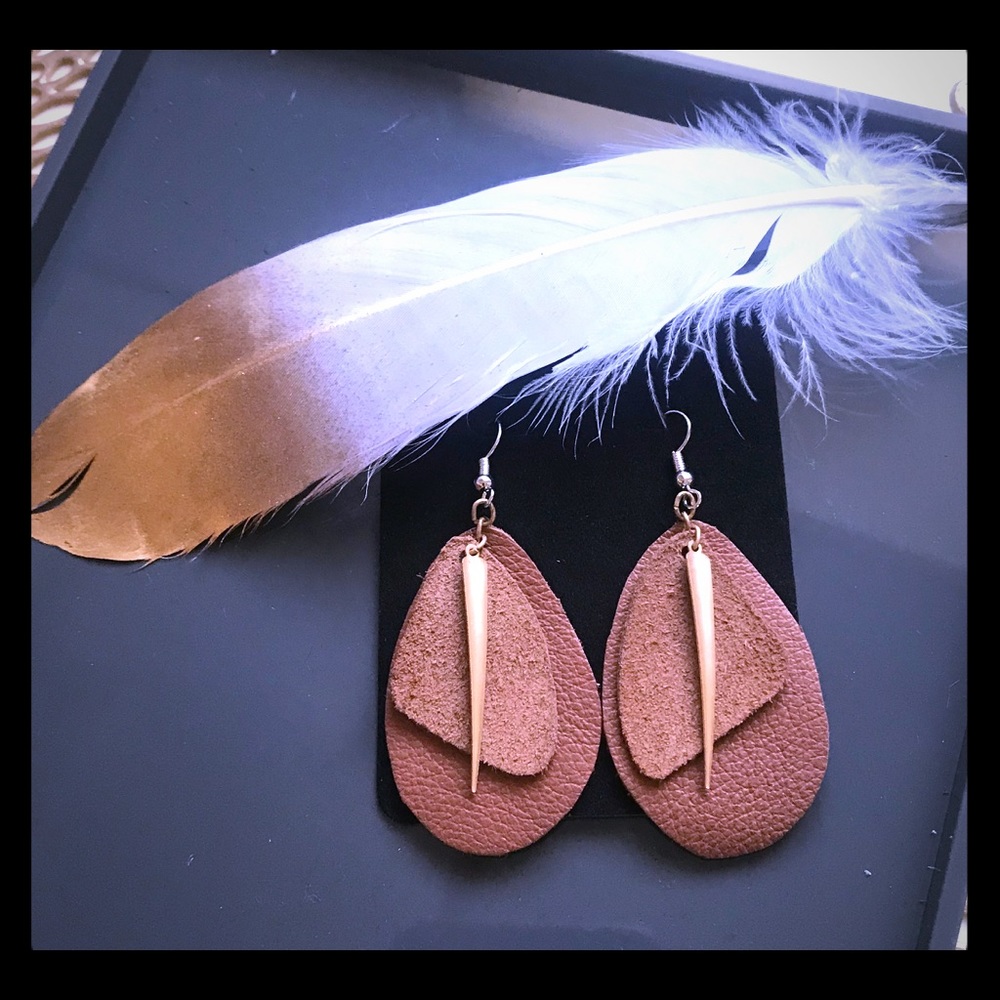 Real Leather EARRINGS handmade